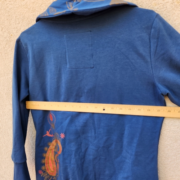 CIRQUE DU SOLEIL Women's Jacket Medium Blue Shawl Collar Gold Paisley Floral - Picture 12 of 13